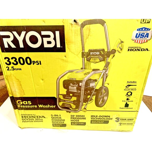 Ryobi RY803325 Cold Water Gas Pressure Washer 3300PSI 2.5GPM Honda GCV200 Engine - Picture 10 of 16